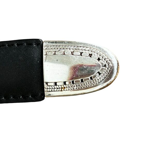 Vintage Onyx by Brighton Black Leather Belt Braided Size 42 Silver‎ Buckle 1993 main image 14